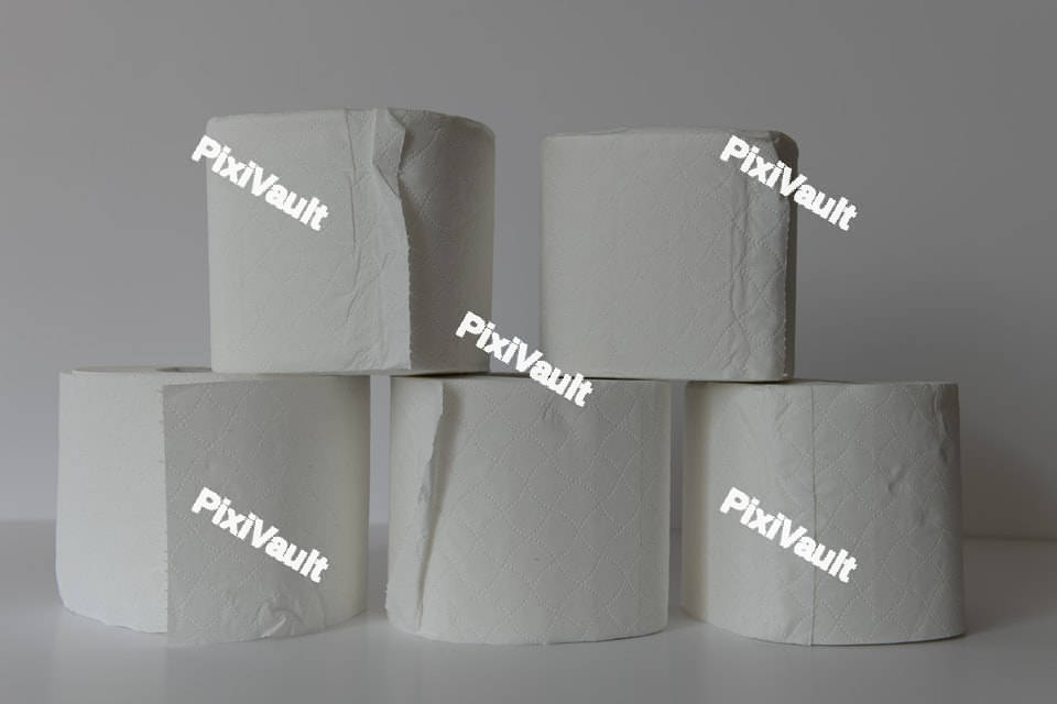 Stacked toilet paper rolls